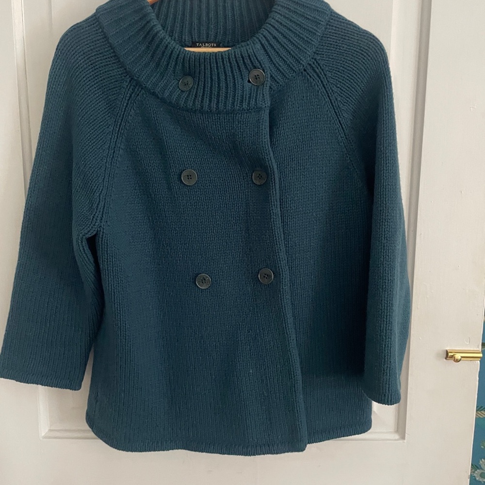 Talbots Women’s Teal Double-Breasted Sweater